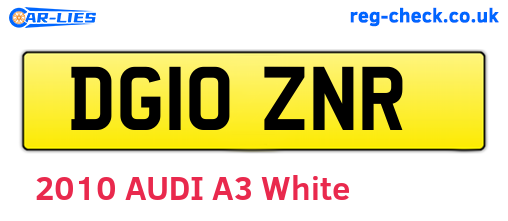 DG10ZNR are the vehicle registration plates.