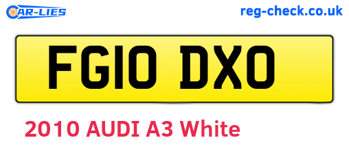 FG10DXO are the vehicle registration plates.