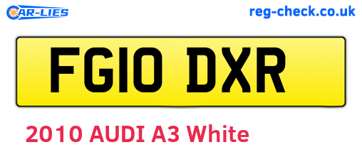 FG10DXR are the vehicle registration plates.