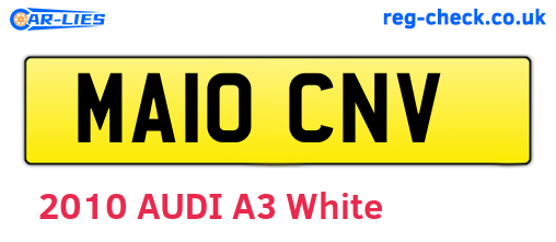 MA10CNV are the vehicle registration plates.