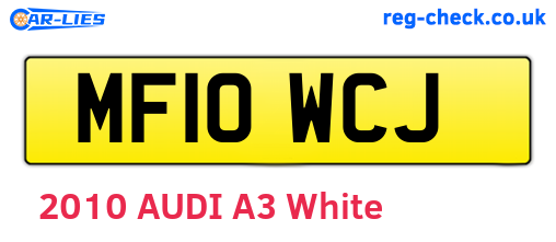 MF10WCJ are the vehicle registration plates.
