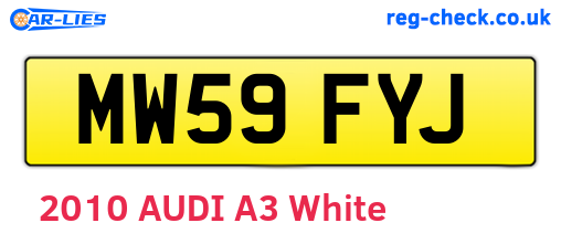 MW59FYJ are the vehicle registration plates.