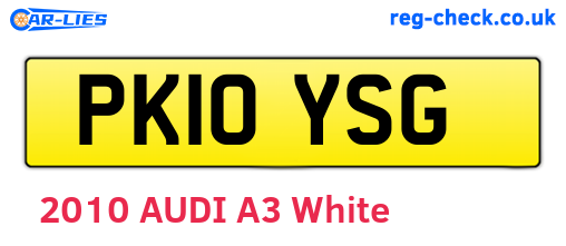 PK10YSG are the vehicle registration plates.