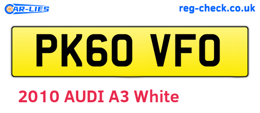 PK60VFO are the vehicle registration plates.