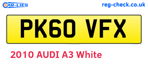 PK60VFX are the vehicle registration plates.