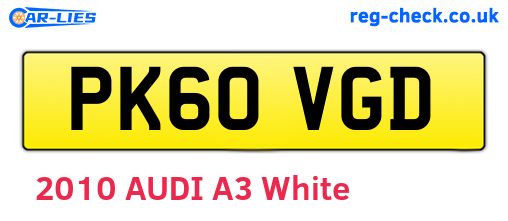 PK60VGD are the vehicle registration plates.