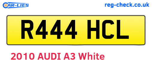 R444HCL are the vehicle registration plates.