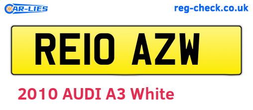 RE10AZW are the vehicle registration plates.