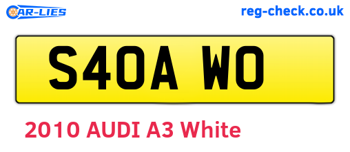 S40AWO are the vehicle registration plates.