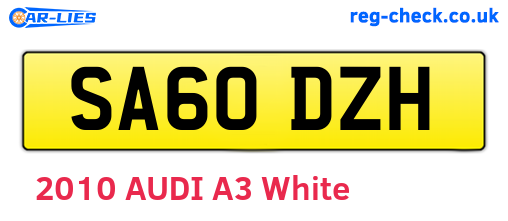 SA60DZH are the vehicle registration plates.