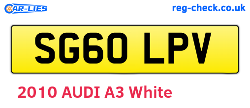 SG60LPV are the vehicle registration plates.
