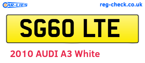 SG60LTE are the vehicle registration plates.