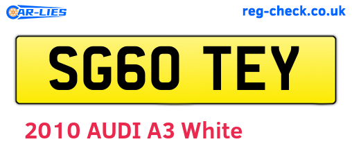 SG60TEY are the vehicle registration plates.