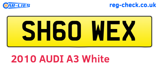 SH60WEX are the vehicle registration plates.
