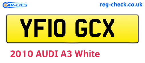 YF10GCX are the vehicle registration plates.