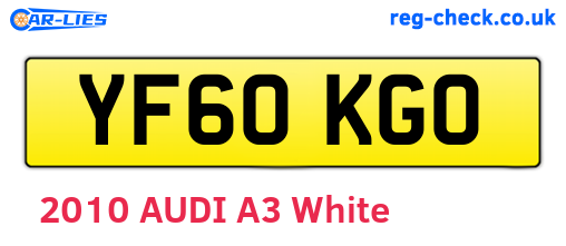 YF60KGO are the vehicle registration plates.