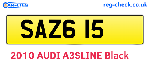 SAZ615 are the vehicle registration plates.