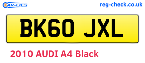 BK60JXL are the vehicle registration plates.