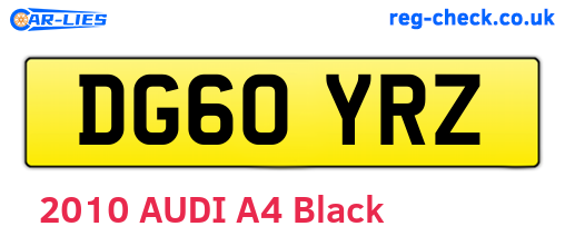 DG60YRZ are the vehicle registration plates.