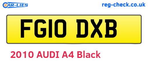 FG10DXB are the vehicle registration plates.