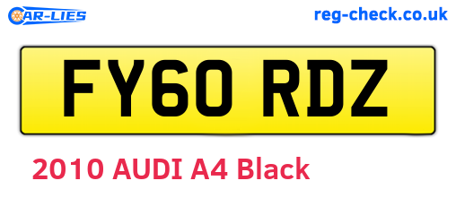 FY60RDZ are the vehicle registration plates.