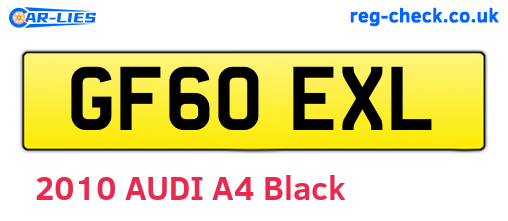 GF60EXL are the vehicle registration plates.