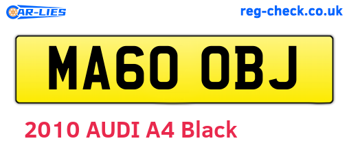 MA60OBJ are the vehicle registration plates.