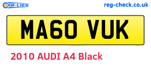 MA60VUK are the vehicle registration plates.
