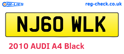 NJ60WLK are the vehicle registration plates.