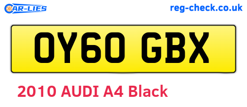 OY60GBX are the vehicle registration plates.