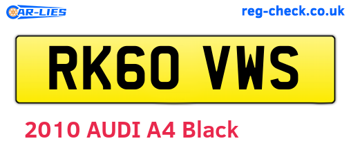 RK60VWS are the vehicle registration plates.