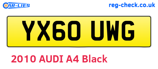 YX60UWG are the vehicle registration plates.