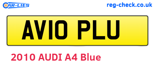 AV10PLU are the vehicle registration plates.