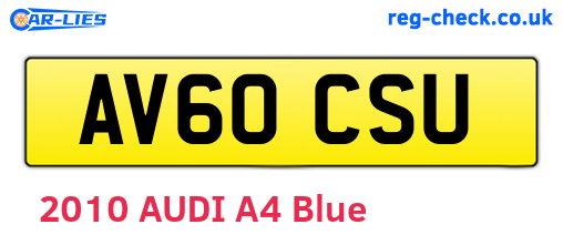 AV60CSU are the vehicle registration plates.