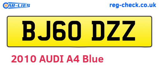 BJ60DZZ are the vehicle registration plates.
