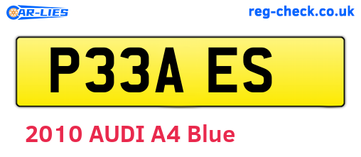 P33AES are the vehicle registration plates.