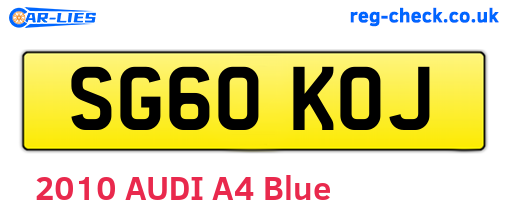 SG60KOJ are the vehicle registration plates.