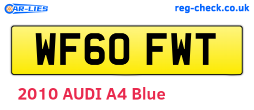 WF60FWT are the vehicle registration plates.