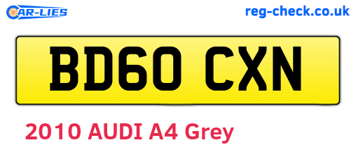 BD60CXN are the vehicle registration plates.