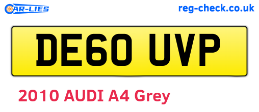 DE60UVP are the vehicle registration plates.
