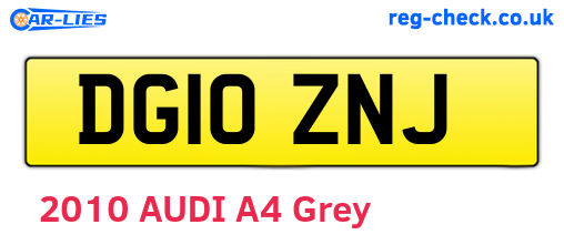 DG10ZNJ are the vehicle registration plates.