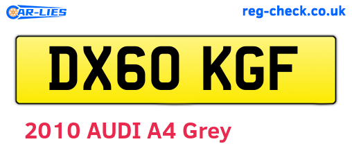 DX60KGF are the vehicle registration plates.