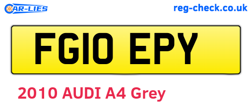 FG10EPY are the vehicle registration plates.