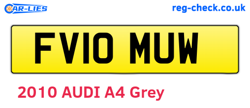 FV10MUW are the vehicle registration plates.