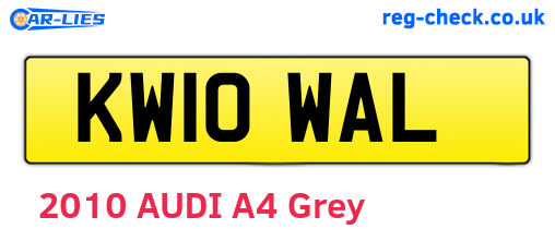 KW10WAL are the vehicle registration plates.