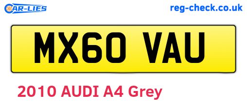 MX60VAU are the vehicle registration plates.