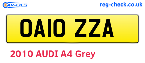OA10ZZA are the vehicle registration plates.