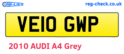 VE10GWP are the vehicle registration plates.
