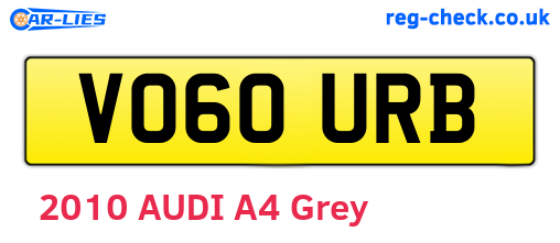 VO60URB are the vehicle registration plates.