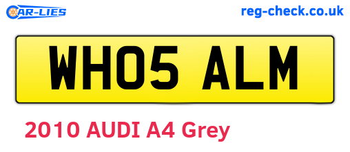 WH05ALM are the vehicle registration plates.